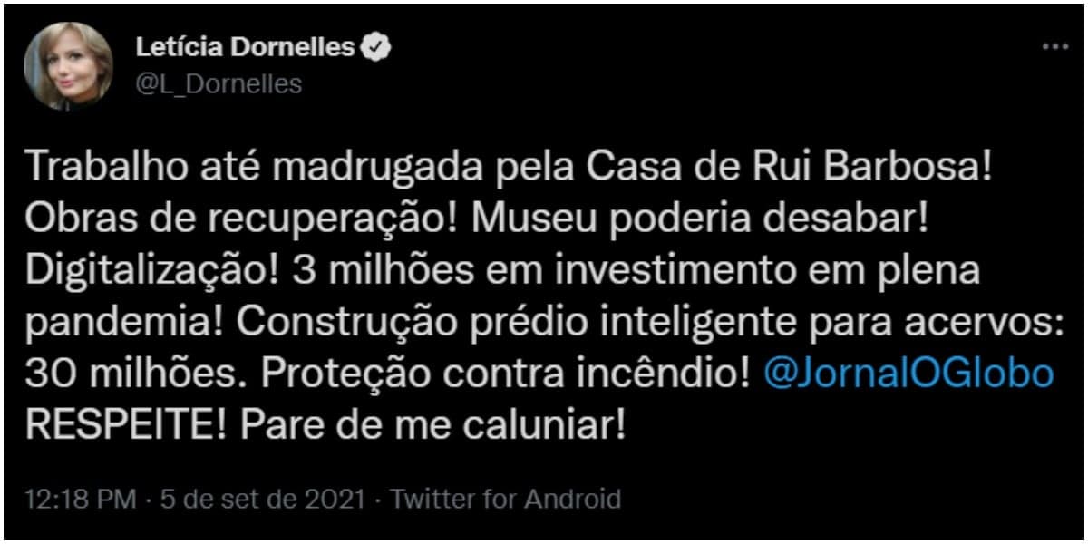 Letícia Dornelles detonou em matéria - Foto: Reprodução