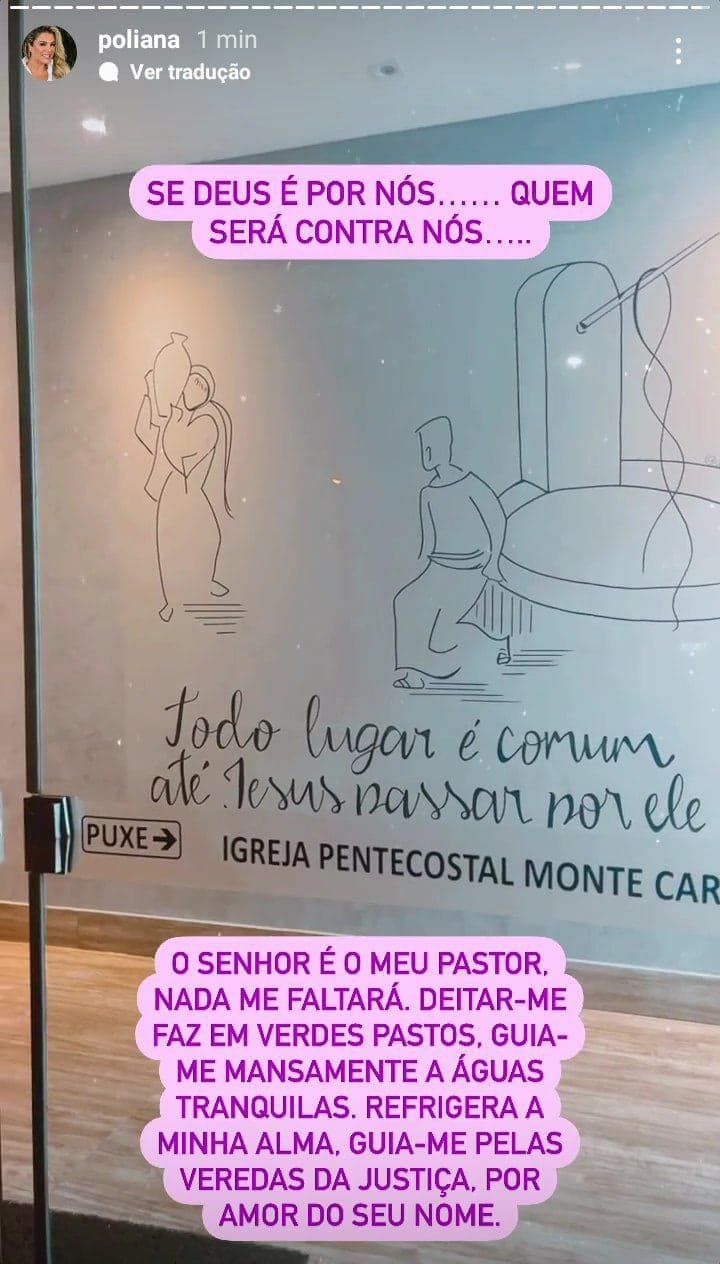 Poliana Rocha mandou recado, enquanto estava na igreja (Foto: Reprodução/ Instagram) Poliana Rocha mandou recado, enquanto estava na igreja (Foto: Reprodução/ Instagram)