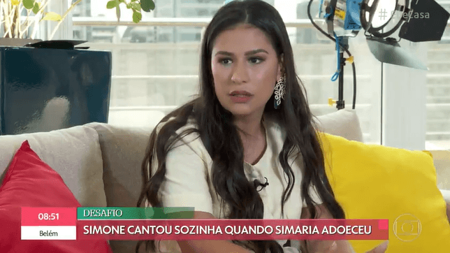 No É De Casa, Simone comenta período difícil com doença de Simaria (Foto: Reprodução) No É De Casa, Simone comenta período difícil com doença de Simaria (Foto: Reprodução)