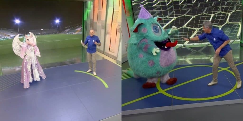 Participantes do The Masked Singer invadem intervalo do futebol e identidade explode na TV: "Acertei"