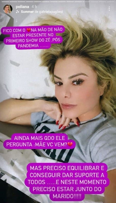 Poliana Rocha expôs sofrimento com separação de Zé Felipe (Foto: Reprodução)
