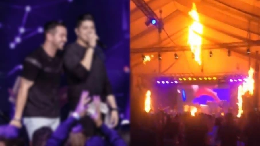 Palco pega fogo durante show de famosa dupla sertaneja, cantores são retirados às pressas e estado preocupante é confirmado: "Feridos"