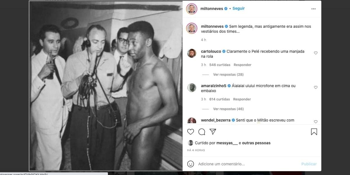 Milton Neves mostra bastidores de vestiário masculino (Reprodução) Milton Neves mostra bastidores de vestiário masculino (Reprodução)
