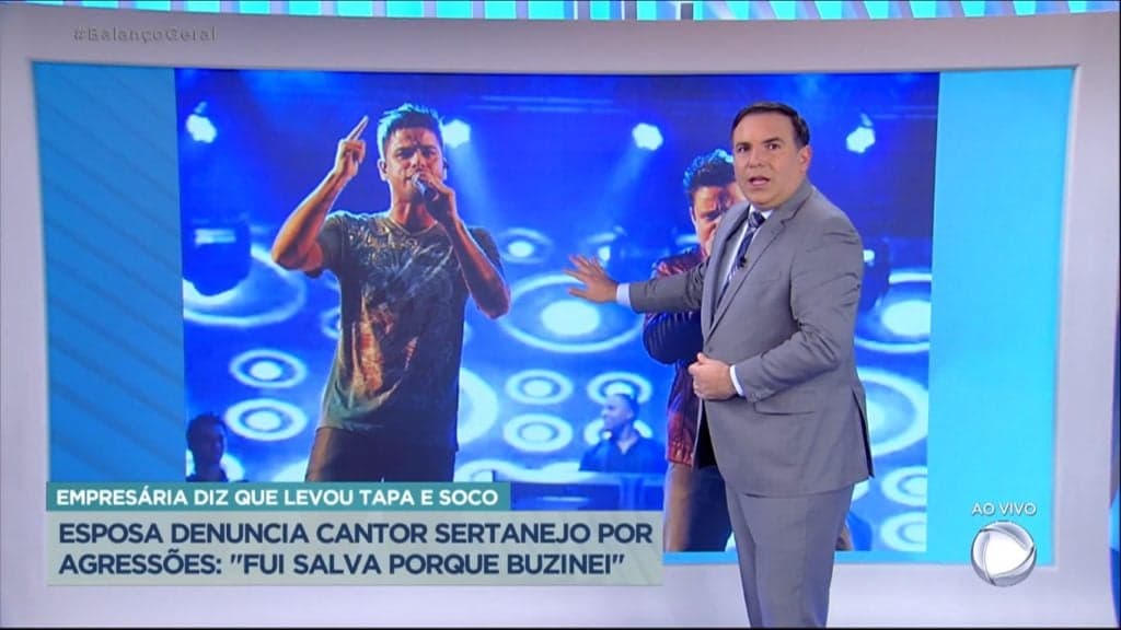 "Tapa, soco e enforcamento", Gottino paralisa jornal na Record e confirma notícia urgente de cantor sertanejo