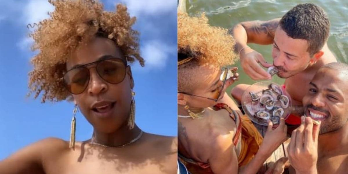 Karol Conká ao lado de Carlinhos Maia e o namorado (Imagem: Montagem)