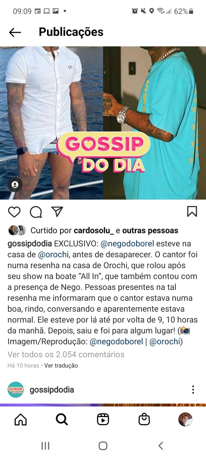 De acordo com Instagram de fofoca, cantor está bem (Reprodução)