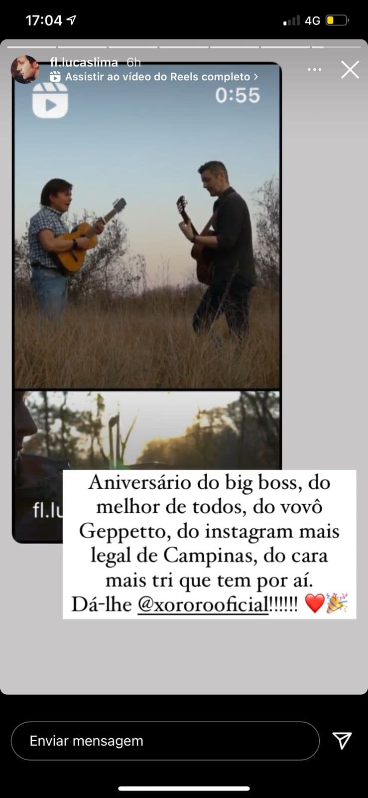 De acordo com Xororó, parceria com genro é boa (Reprodução) De acordo com Xororó, parceria com genro é boa (Reprodução)
