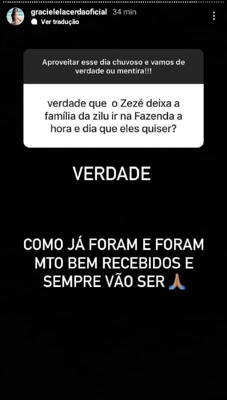 Graciele Lacerda falou de Zilu Godói, ex de Zezé (Foto: Reprodução/ Instagram) Graciele Lacerda falou de Zilu Godói, ex de Zezé (Foto: Reprodução/ Instagram)