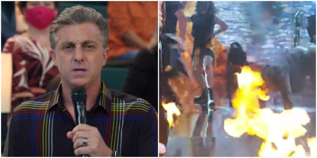 Palco do Domingão pega fogo, Huck se desespera e para tudo ao vivo na Globo: "Assando"