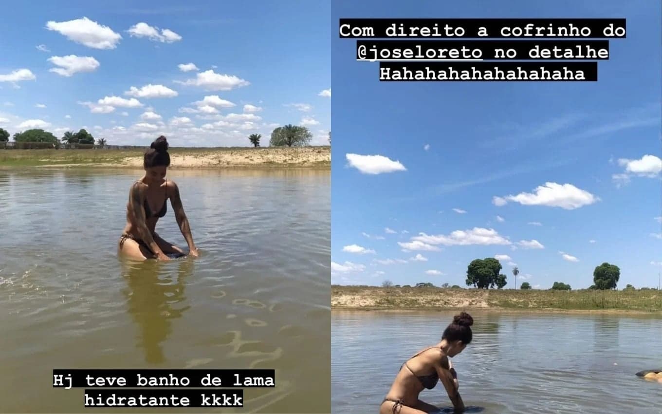 Juliana Paes exibindo o cofrinho de José Loreto (Imagem: Montagem) Juliana Paes exibindo o cofrinho de José Loreto (Imagem: Montagem)