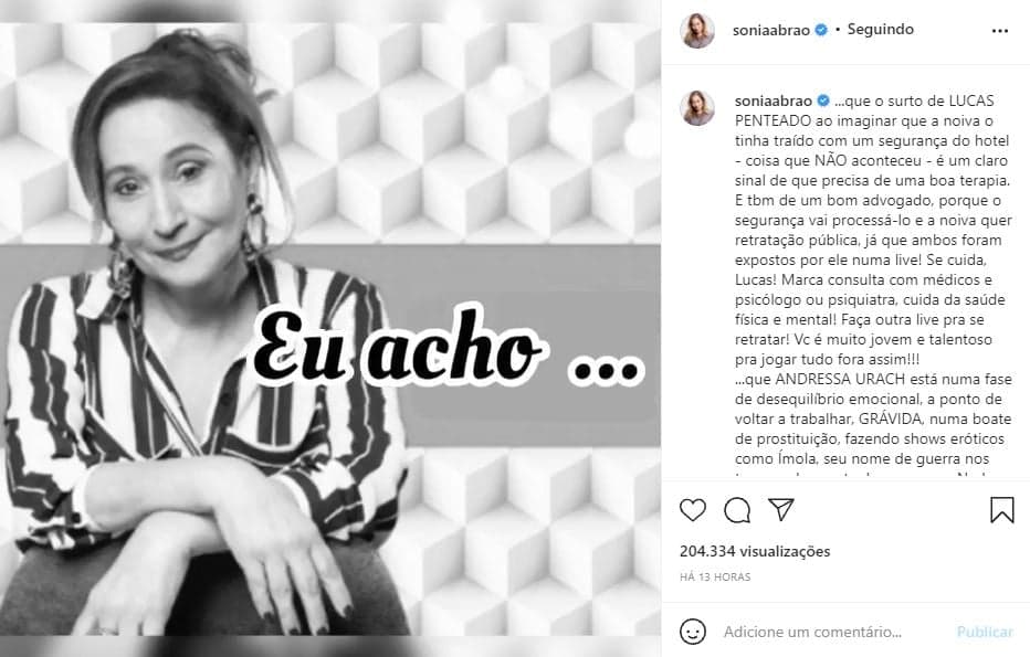 Sonia Abrão decidiu falar sobre o comportamento de alguns famosos (Foto: Reprodução/ Instagram) Sonia Abrão decidiu falar sobre o comportamento de alguns famosos (Foto: Reprodução/ Instagram)