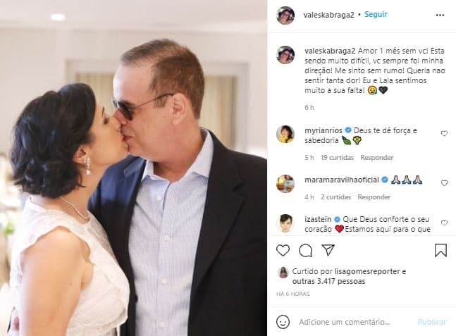 Valeska Braga, nora de Roberto Carlos, fez homenagem a Dudu Braga (Foto: Reprodução/Instagram) Valeska Braga, nora de Roberto Carlos, fez homenagem a Dudu Braga (Foto: Reprodução/Instagram)