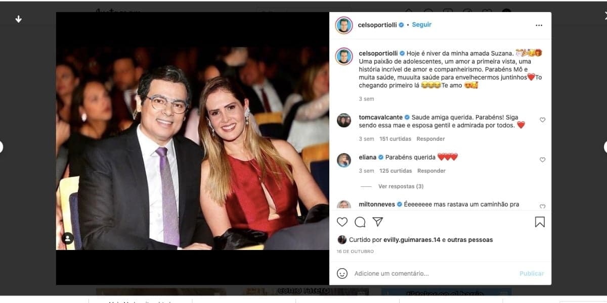 Celso Portiolli expõe textão para esposa (Reprodução)