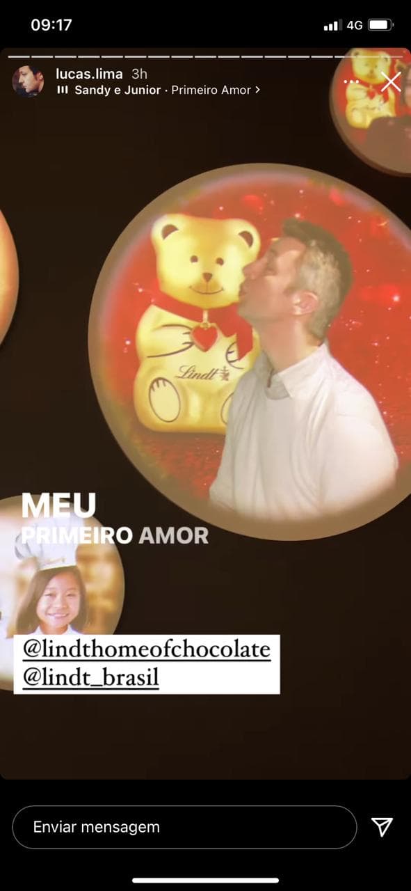 De acordo com Lucas Lima, ursinho da Lindt é seu primeiro amor (Reprodução)