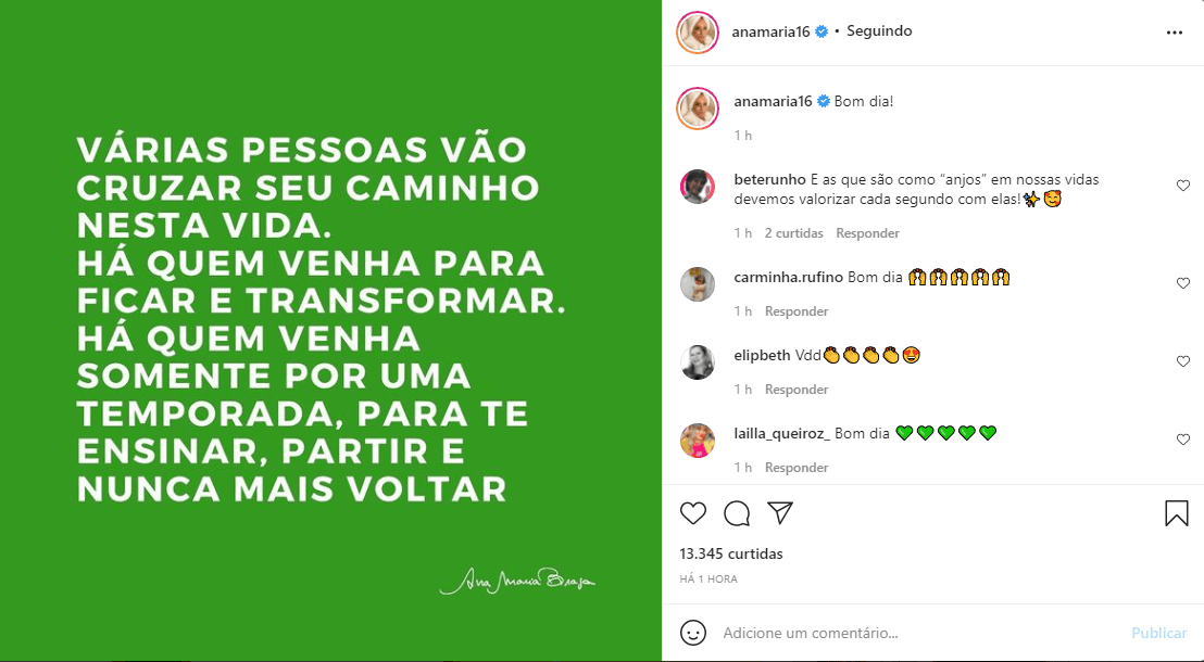 Ana Maria Braga deixou uma mensagem aos fãs (Foto: Reprodução)