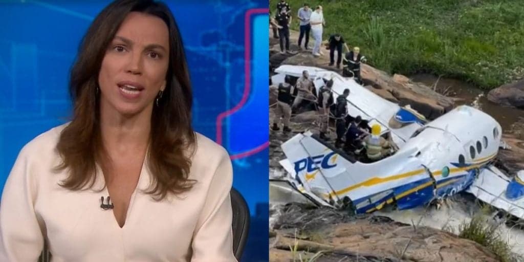 Ana Paula Araújo entrou com Plantão urgente para dar notícia sobre acidente de Marília Mendonça (Foto: Reprodução/TV Globo)