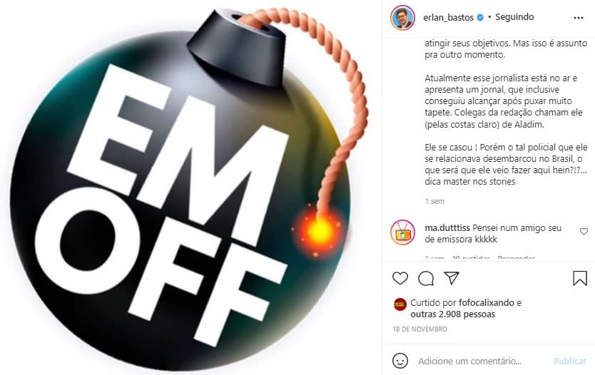 Âncora da Globo acabou sendo exposto (Foto: Reprodução/ Instagram)