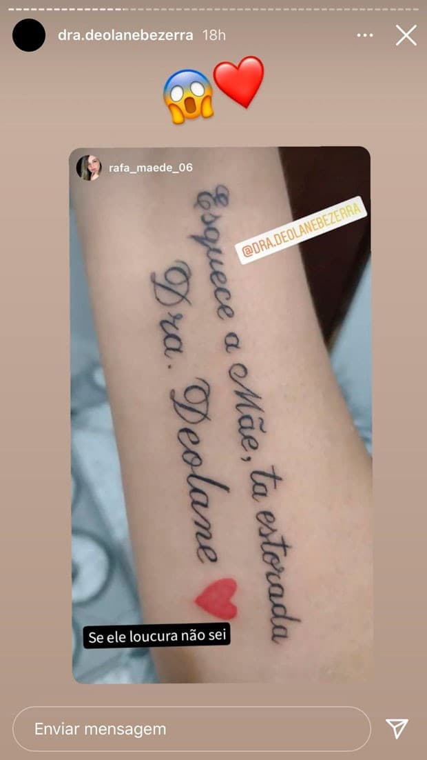 Fã homenageia Deolane Bezerra em tatuagem e erra detalhe - Foto: Reprodução