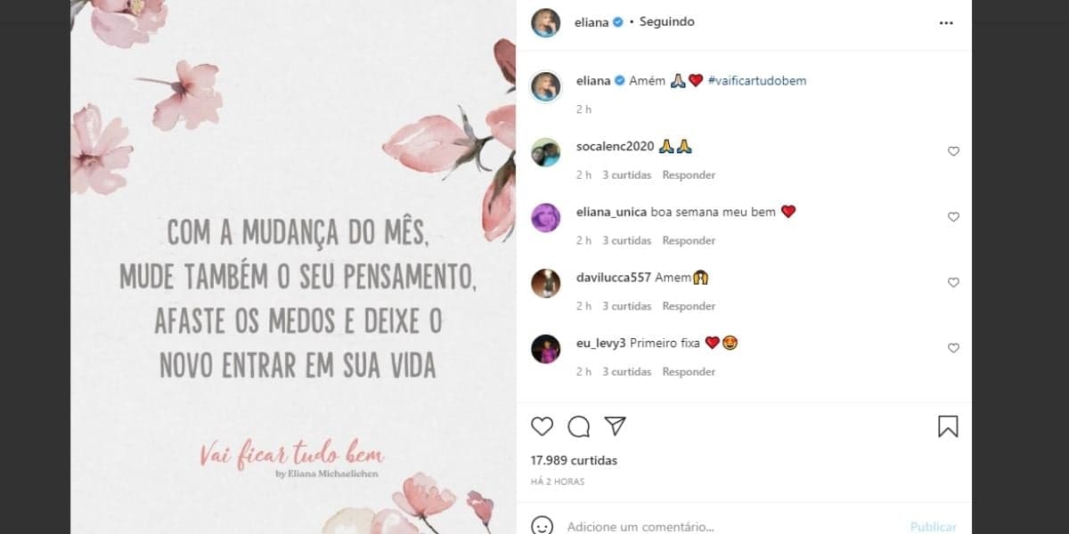 "Mudança", Eliana, após ter desfecho no SBT anunciado, celebra nova fase e confirma: "Deixe o novo entrar" "Mudança", Eliana, após ter desfecho no SBT anunciado, celebra nova fase e confirma: "Deixe o novo entrar"