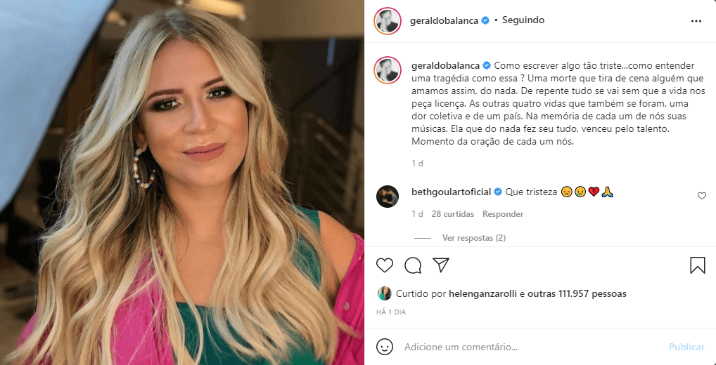 Geraldo Luís surpreendeu ao fazer uma declaraçaõ sobre a morte de Marília Mendonça (Foto: Reprodução)