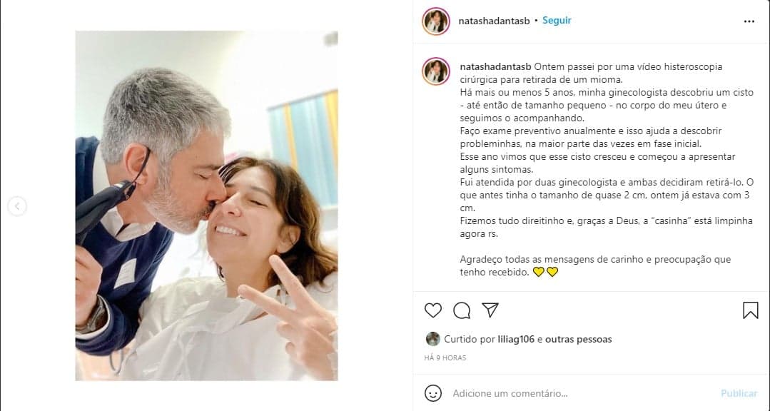 Natasha Dantas, Mulher de William Bonner, enfrenta cirurgia delicada - Foto: Reprodução Natasha Dantas, Mulher de William Bonner, enfrenta cirurgia delicada - Foto: Reprodução