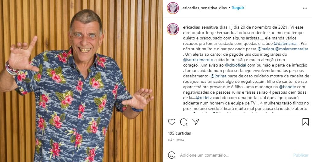 Vidente deu aviso para os famosos (Foto: Reprodução/ Instagram)