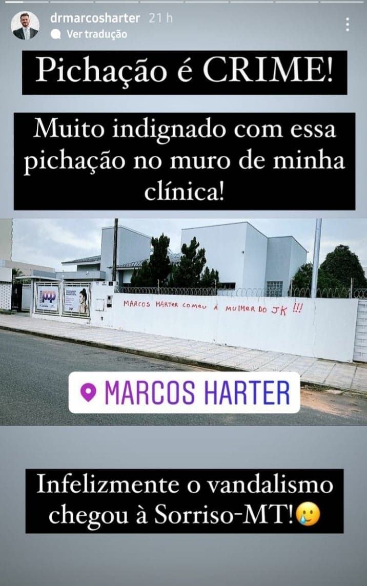 Publicação de Marcos Harter nos Stories (Foto: Reprodução/Instagram) Publicação de Marcos Harter nos Stories (Foto: Reprodução/Instagram)