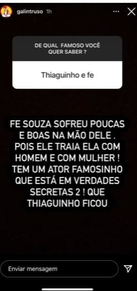 De acordo com perfil, Thiaguinho já ficou com homens (Reprodução)