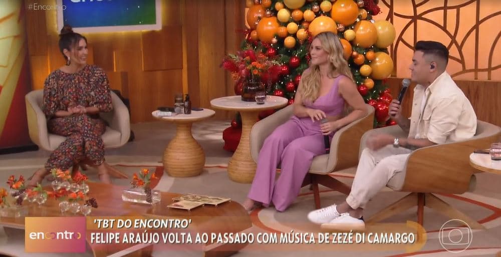 Fátima Bernardes recebeu Paolla Oliveira e Felipe Araújo no "Encontro" (Foto: Reprodução/TV Globo)