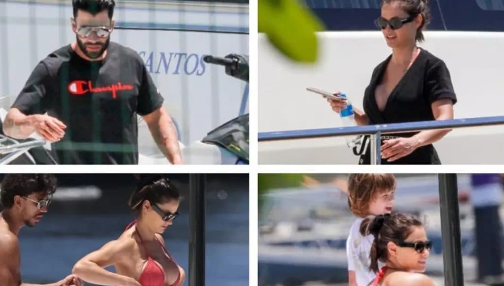 Gusttavo Lima e Andressa Suita são flagrados em iate na Marina da Glória em raro momento de família