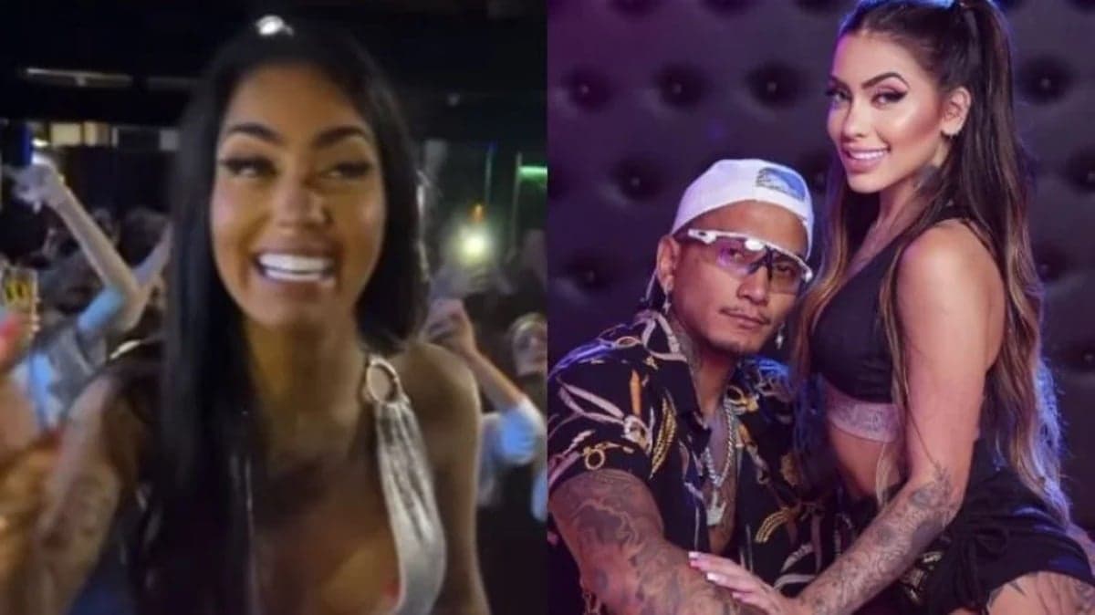Reação do público em show, faz MC Mirella rir muito da situação de Dynho Alves (Foto: Reprodução/ Montagem)