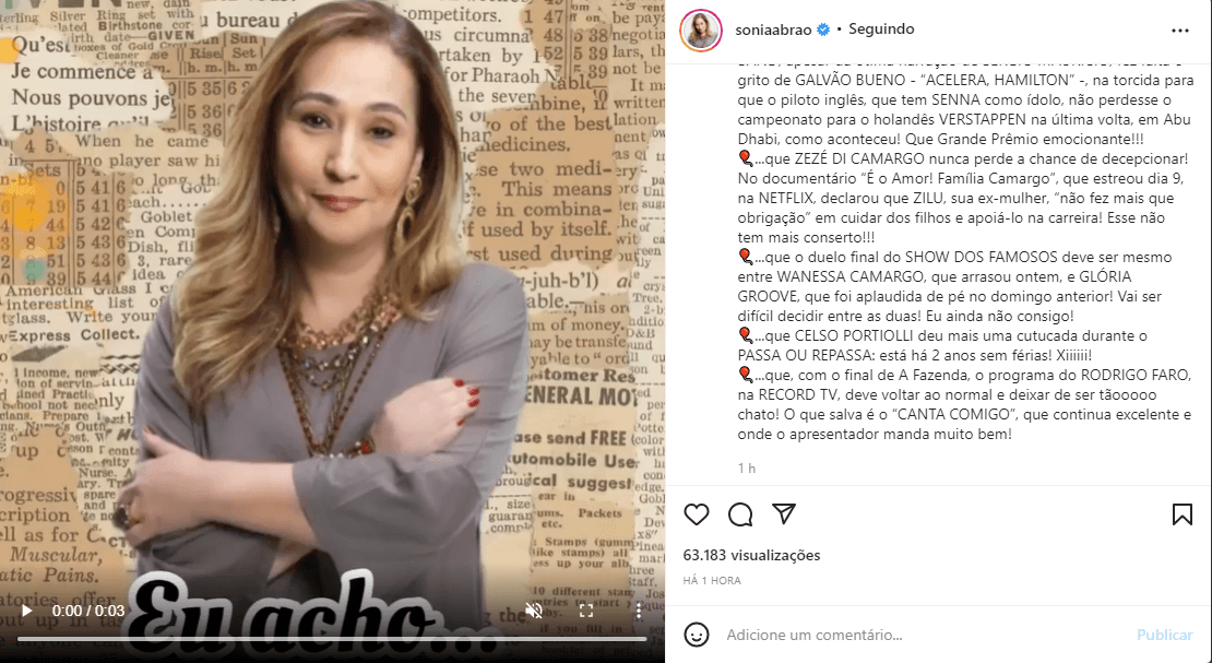 Sonia Abrão detona Zezé (Foto: Reprodução)