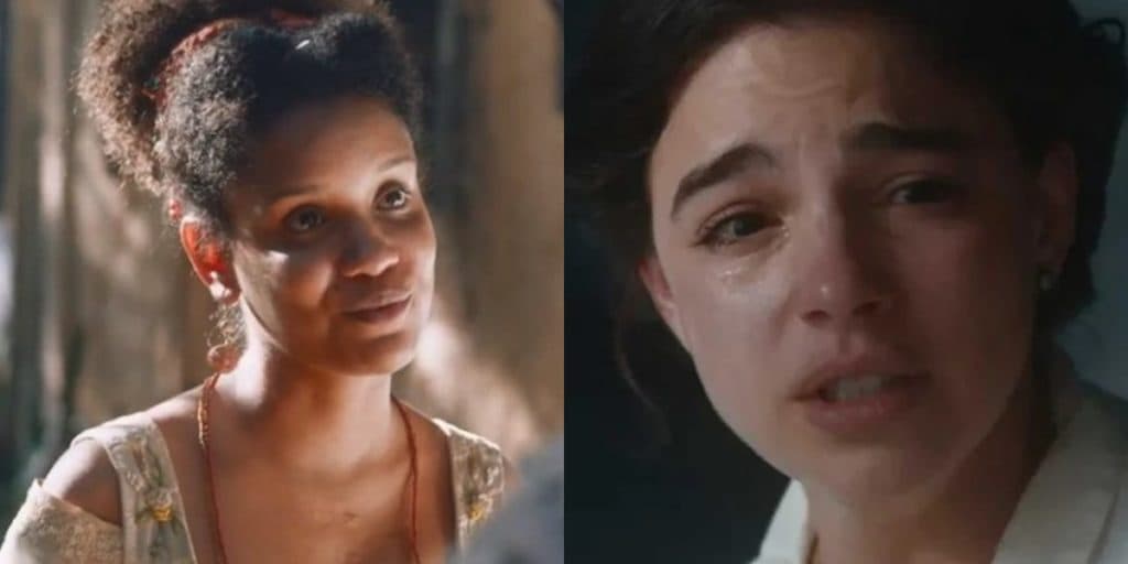 Nos Tempos do Imperador: Pilar parte para cima de Zayla e bate na cara da rival: "Traidora, falsa, víbora"