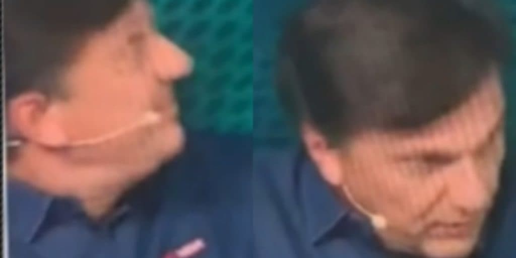 Cenário despenca na cabeça de apresentador ao vivo e vídeo mostra desespero: "Nossa Senhora"