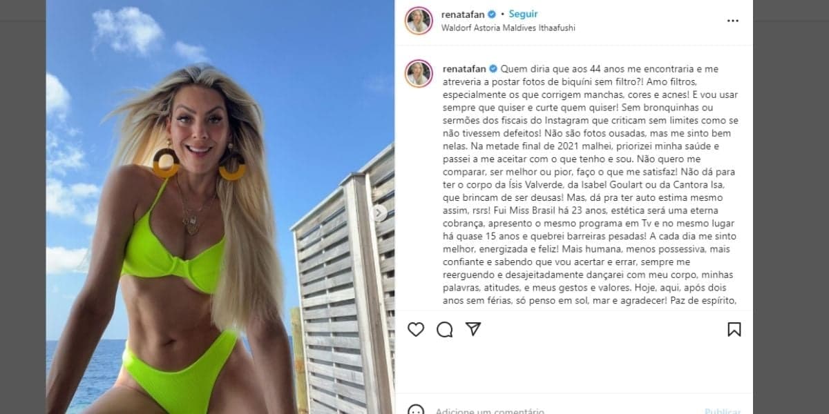 Renata Fan, fora do ar na Band, escandaliza ao mostrar e faz desabafo aberto: "Quem diria que aos 44 anos" Renata Fan, fora do ar na Band, escandaliza ao mostrar e faz desabafo aberto: "Quem diria que aos 44 anos"