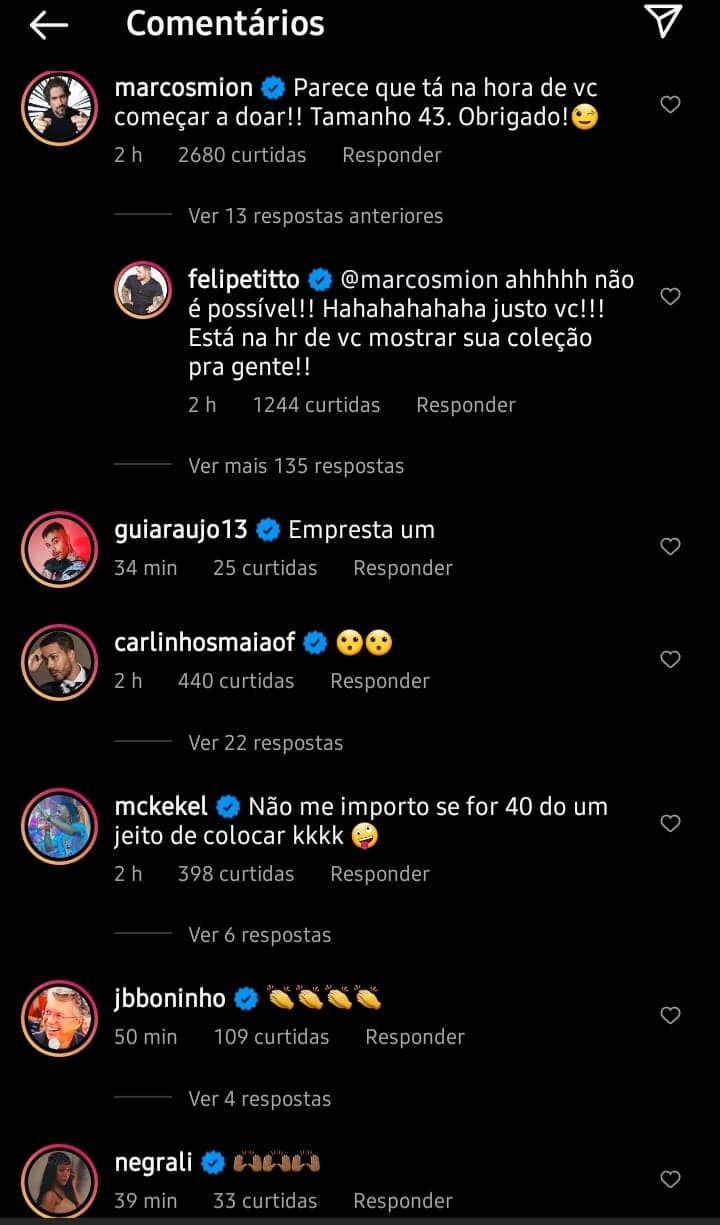 Comentários da publicação (Foto: Reprodução) Comentários da publicação (Foto: Reprodução)
