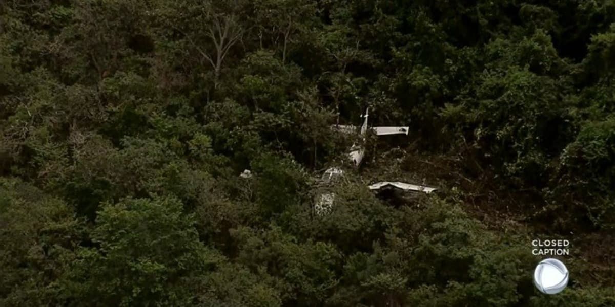 Avião caiu na fazenda de Nelson Piquet (Foto: Reprodução/Record)