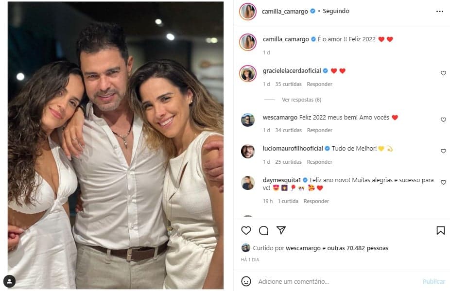 Camilla Camargo postou foto com Zezé e Wanessa, mas evitou Graciele Lacerda (Foto: Reprodução) Camilla Camargo postou foto com Zezé e Wanessa, mas evitou Graciele Lacerda (Foto: Reprodução)