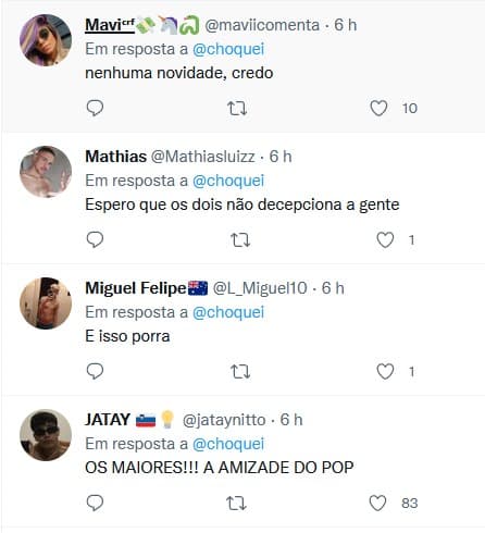Comentários dos fãs do BBB22 sobre o encontro de Eslovênia e Vyni (Foto: Reprodução / Internet) Comentários dos fãs do BBB22 sobre o encontro de Eslovênia e Vyni (Foto: Reprodução / Internet)