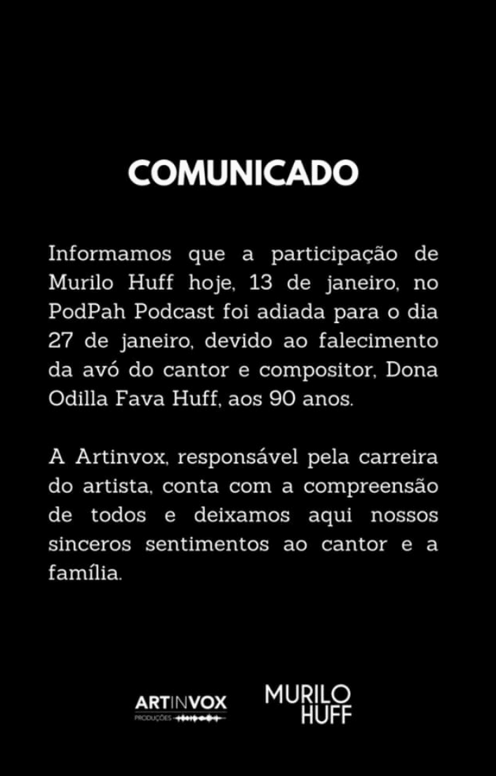 Comunicado feito pela equipe do cantor (Foto: Reprodução/ Instagram)