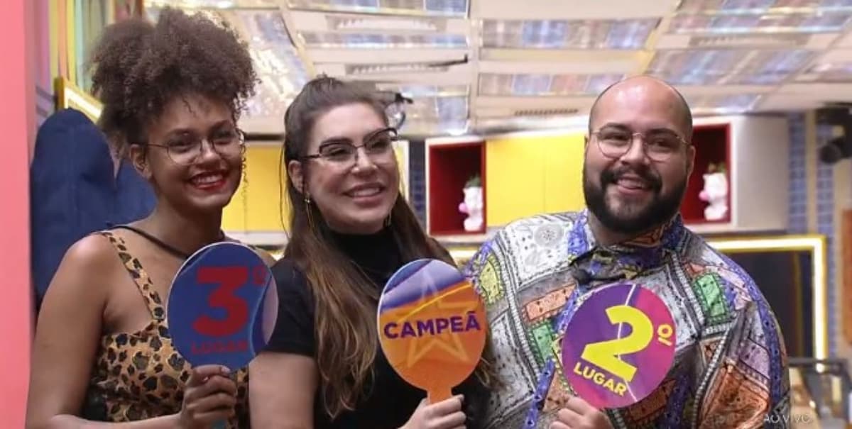 O pódio de Naiara foi entre Jessilane e Tiago (Foto: Reprodução / Globoplay)