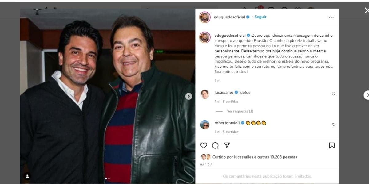 "Quero deixar aqui", Edu Guedes expõe passado com Faustão e entrega lado oculto do veterano: "Continua sendo"