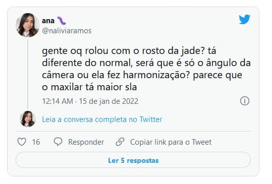 Internautas criticaram mudanças em Jade Picon (Foto: Reprodução / Internet)