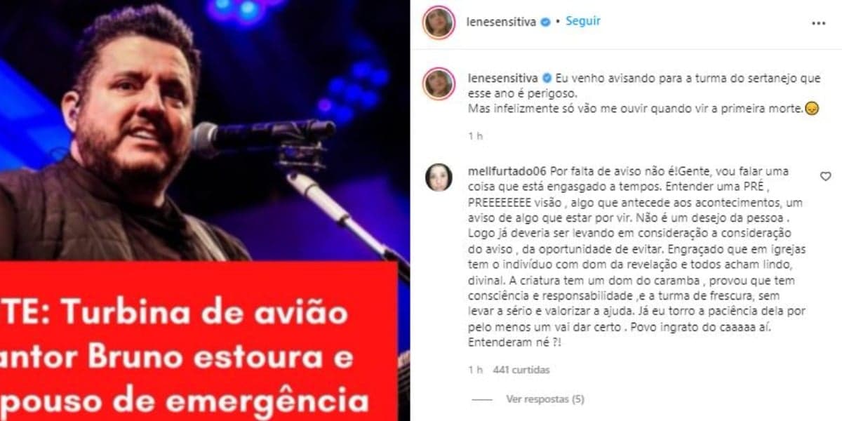 Lene Sensitiva fez previsão envolvendo sertanejos, incluindo Bruno (Foto: Reprodução/Instagram)