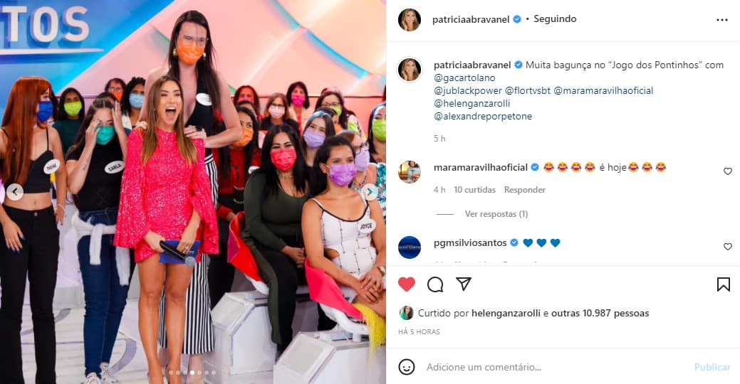 Patrícia Abravanel fica surpresa com altura de participante (Foto: Reprodução)