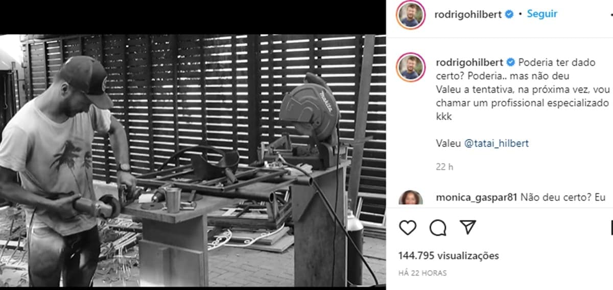 Video de Rodrigo Hilbert tentando construir montanha-russa para os filhos é postado (Reprodução/ Instagram) Video de Rodrigo Hilbert tentando construir montanha-russa para os filhos é postado (Reprodução/ Instagram)