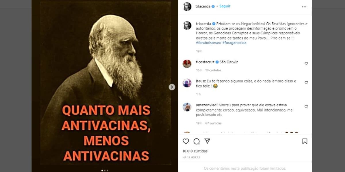 Thiago Lacerda sobre a morte de Olavo de Carvalho (Foto: Reprodução/Instagram) Thiago Lacerda sobre a morte de Olavo de Carvalho (Foto: Reprodução/Instagram)