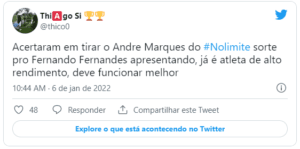 André Marques foi muito criticado durante a última temporada do No Limite (Foto: Reprodução/Twitter)