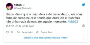 Web repercutiu as falas de Eliezer do BBB22 (Foto: Reprodução / Twitter) Web repercutiu as falas de Eliezer do BBB22 (Foto: Reprodução / Twitter)