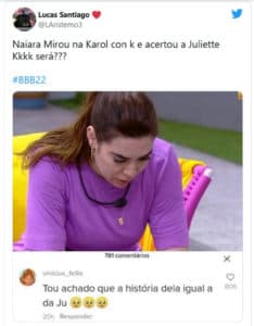 Fãs do BBB22 estão apoiando Naiara Azevedo (Foto: Reprodução / Twitter)